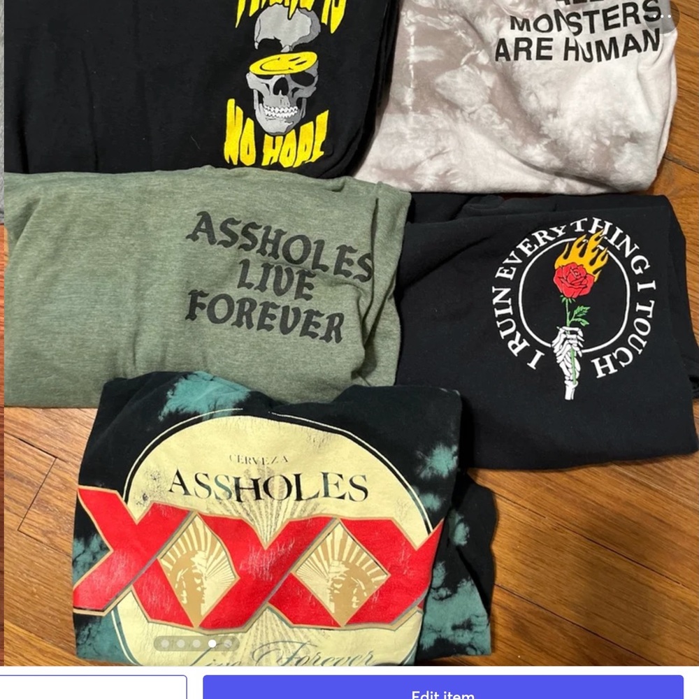 Set of 5 assholes live forever tee shirts